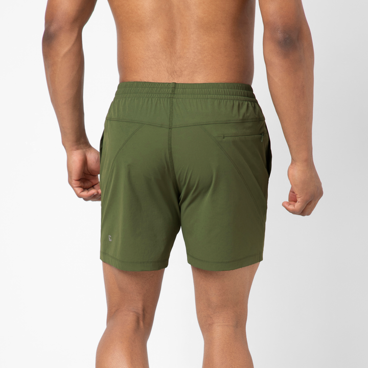 Atlas Short Military Green 5.5" back view on model