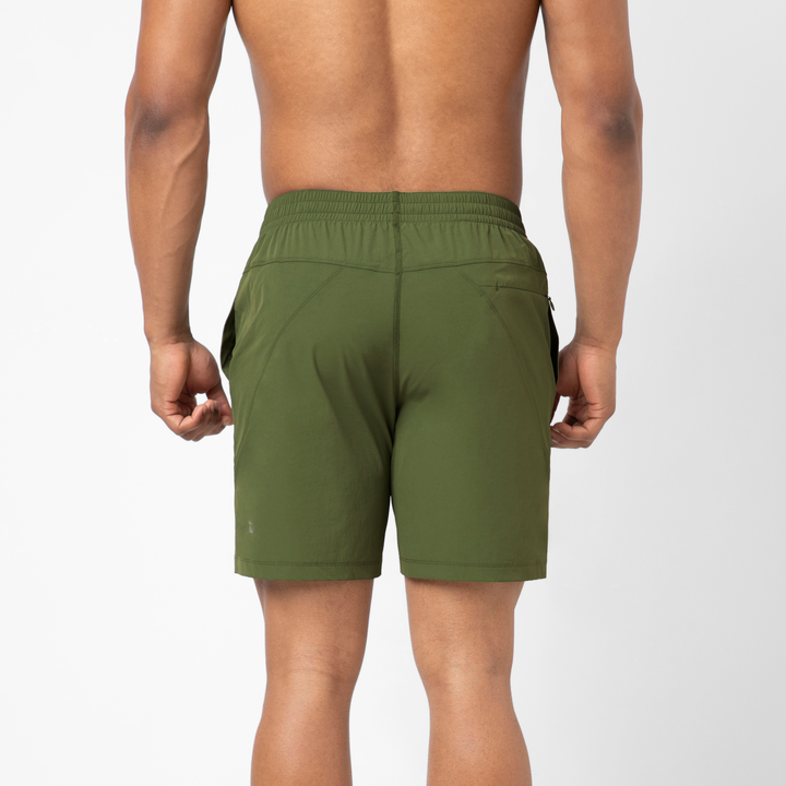 Atlas Short Military Green 7" back on model
