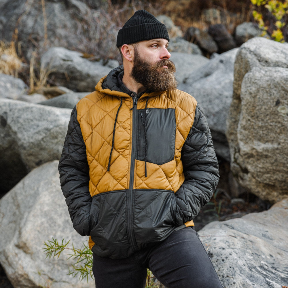 Backyard Quilted Jacket Cider on model