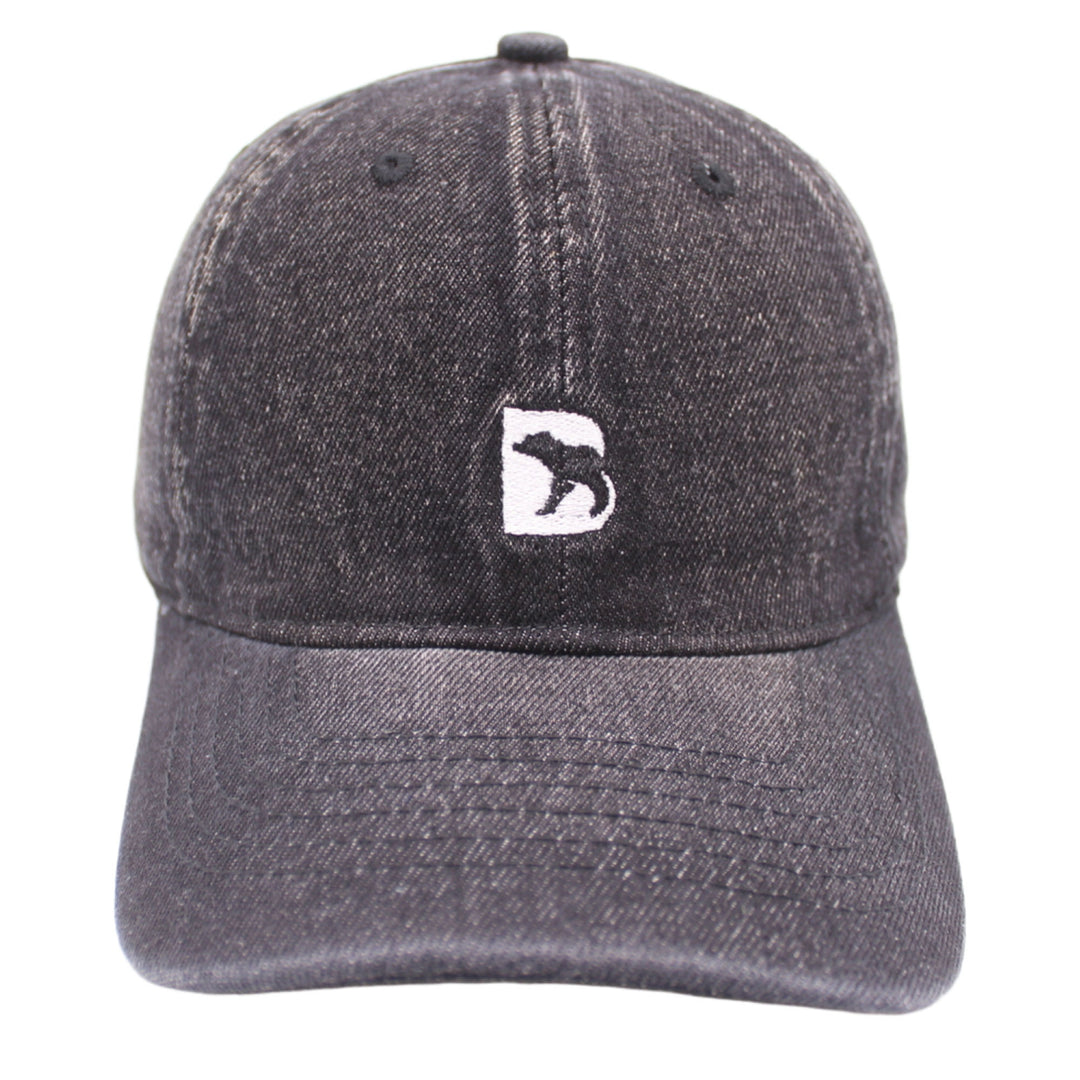 Bearbottom Logo Dad Hat Denim Black front view