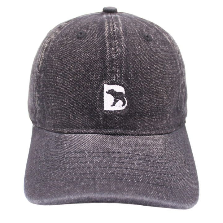 Bearbottom Logo Dad Hat Denim Black front view