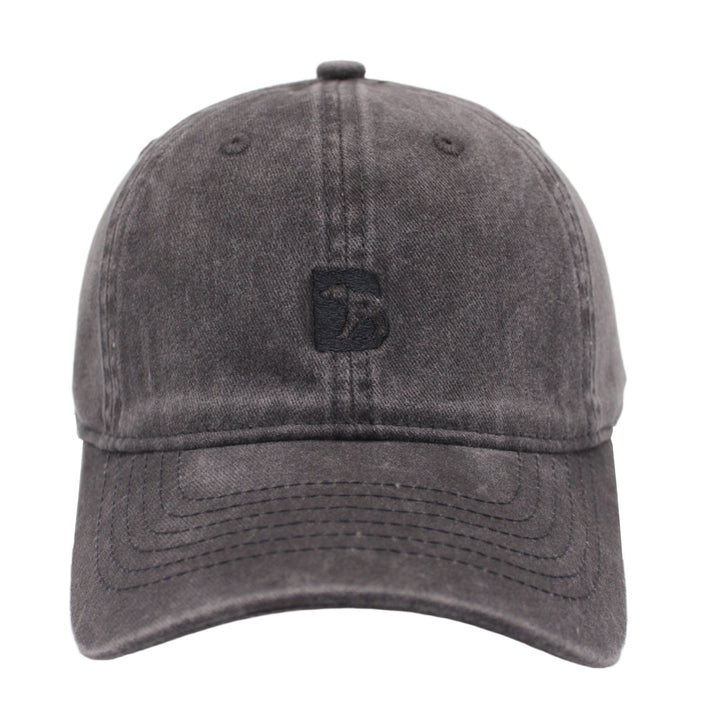 Bearbottom Logo Dad Hat Washed Black front view