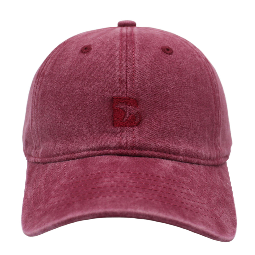 Bearbottom Logo Dad Hat Washed wine front view
