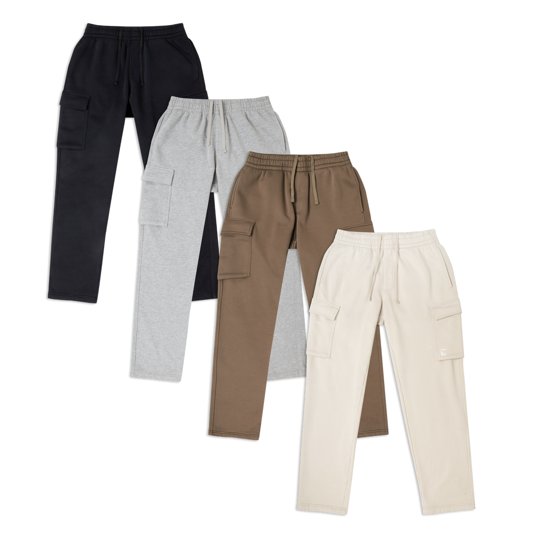 Core Cargo Pant 4 pack in Black, Heather Grey, Driftwood, Bone