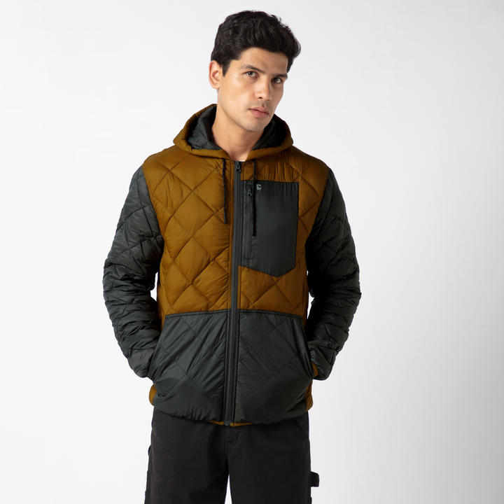 Backyard Quilted Jacket Cider front on model