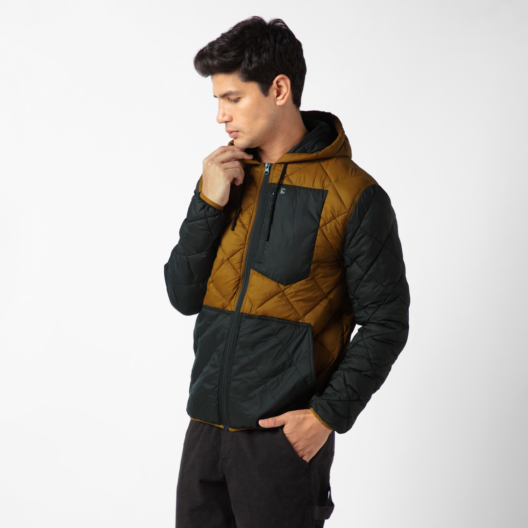 Backyard Quilted Jacket Cider side on model