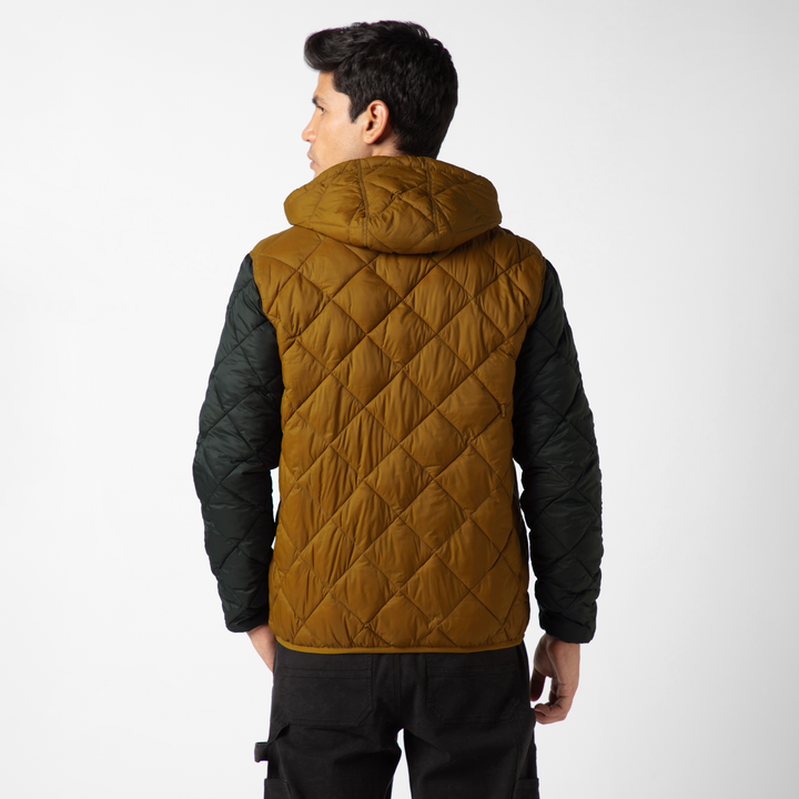 Backyard Quilted Jacket Cider back on model