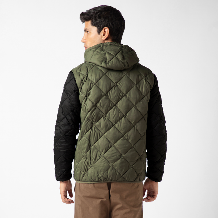 Backyard Quilted Jacket Fern back on model