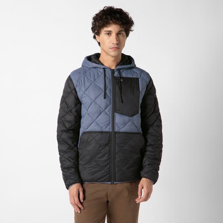 Backyard Quilted Jacket Flint front on model