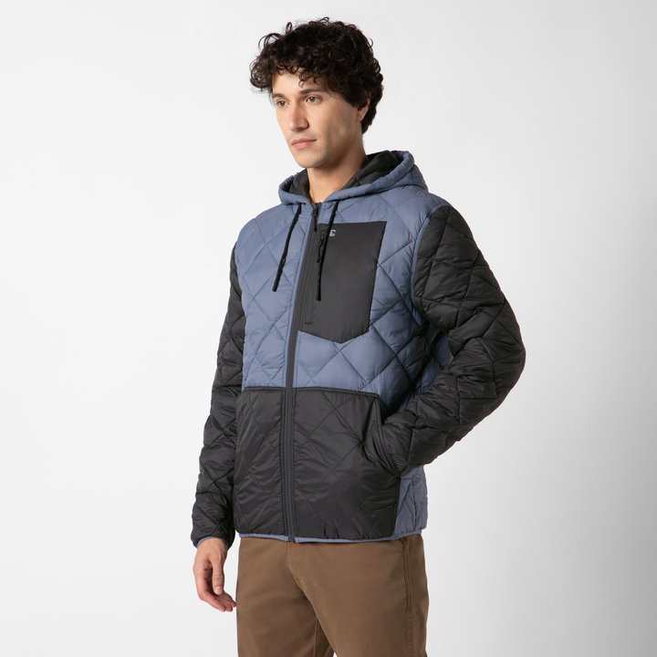 Backyard Quilted Jacket Flint side on model