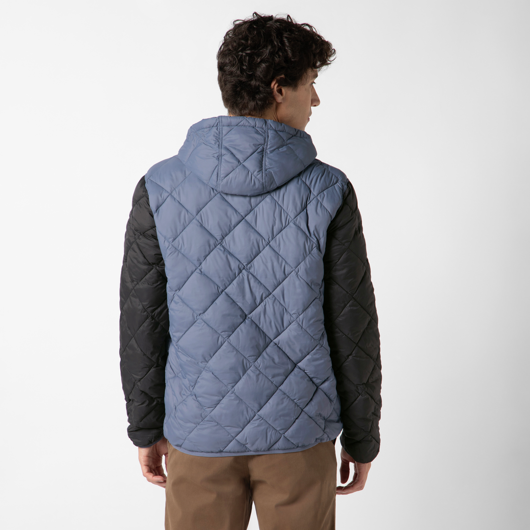 Backyard Quilted Jacket Flint back on model