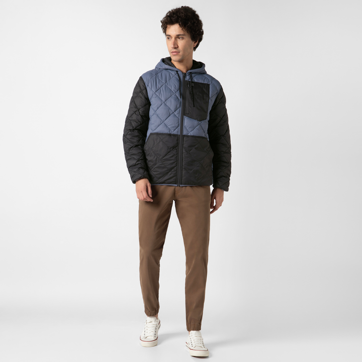 Backyard Quilted Jacket Flint full body on model