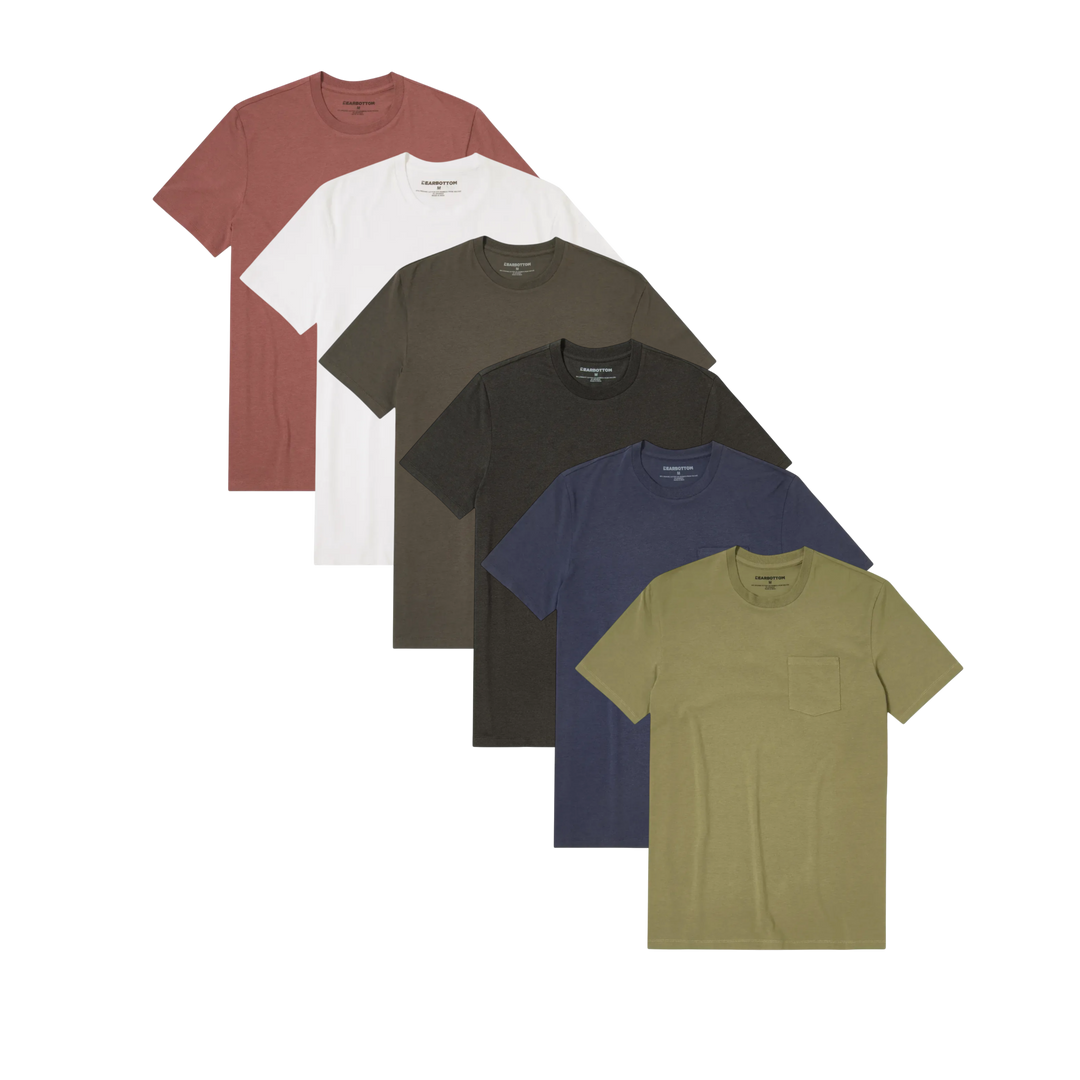 Bamboo Pocket Tee in Deep Mauve, White, Shadow, Black, Navy and Fern