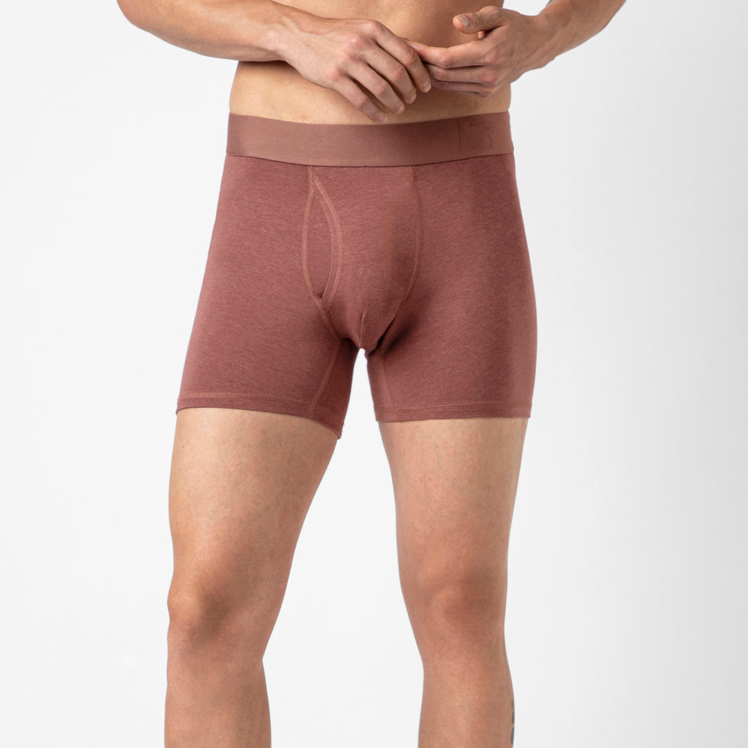 Bamboo Boxer Brief Deep Mauve front on model