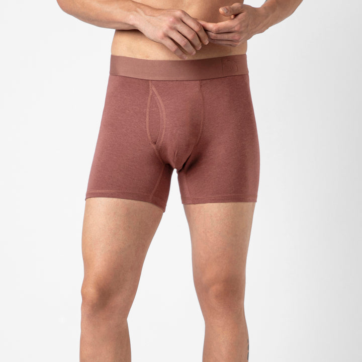 Bamboo Boxer Brief Deep Mauve front on model
