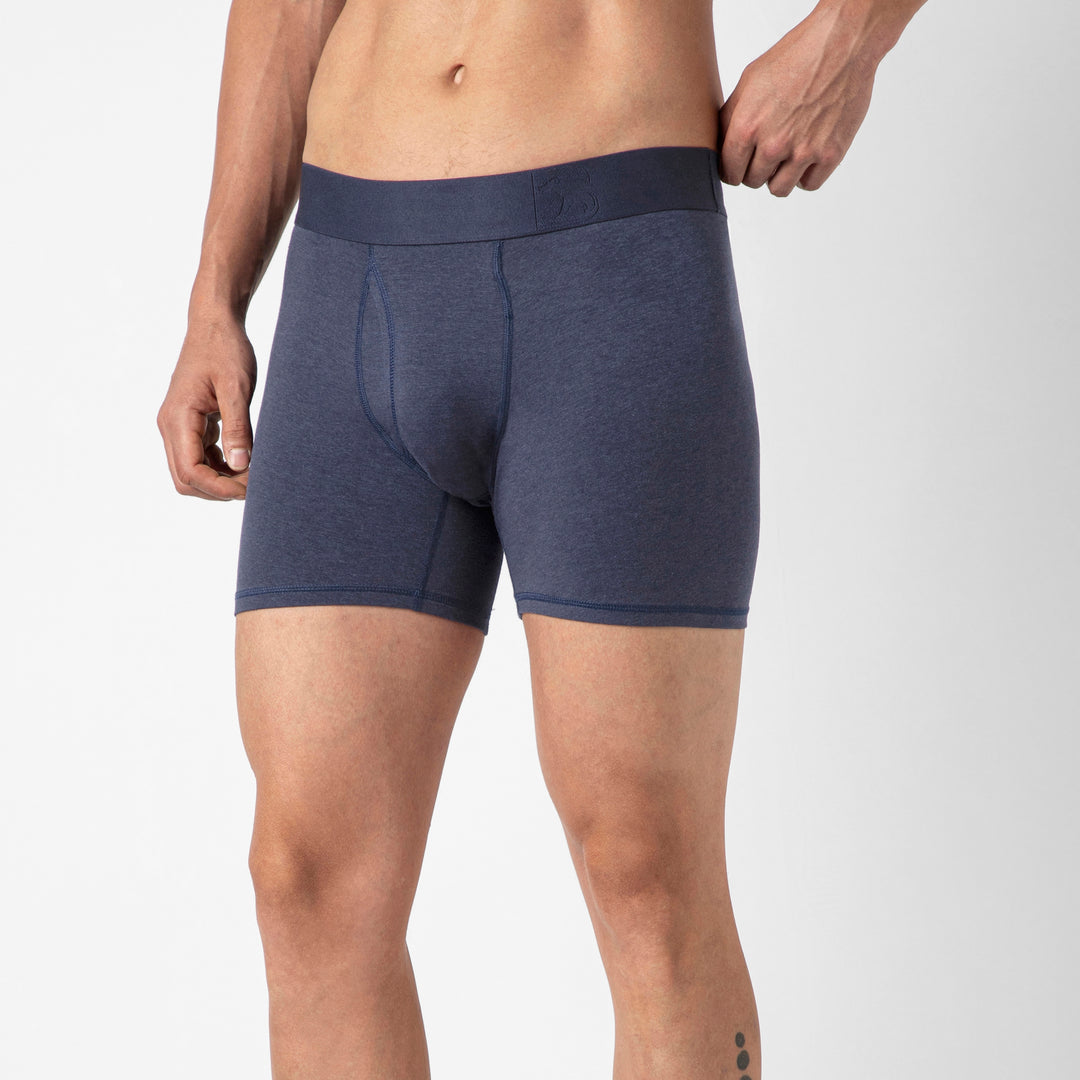 Bamboo Boxer Brief Navy side on model