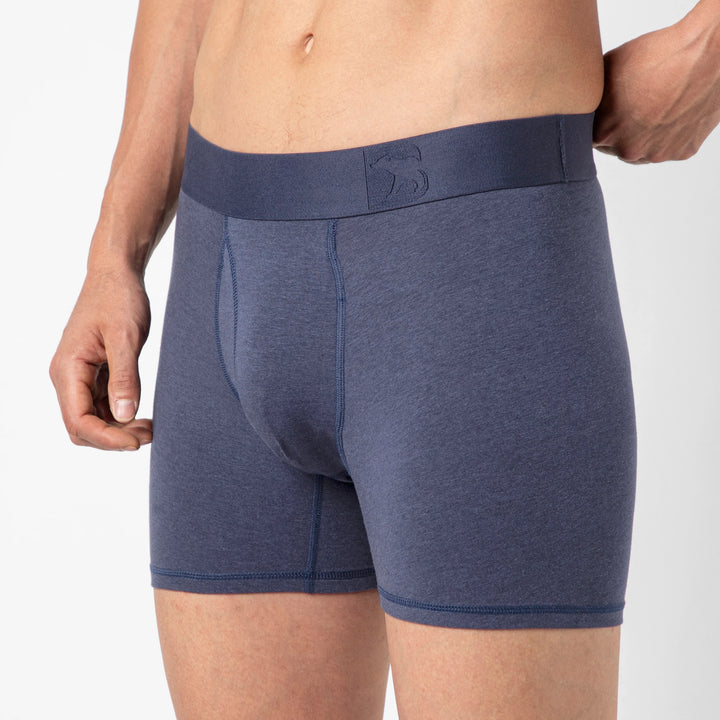 Bamboo Brief Navy close up on model