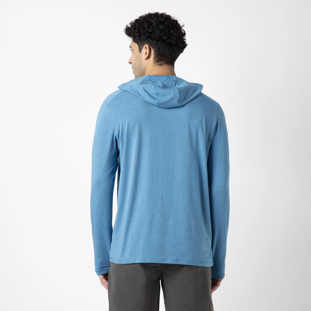 Bamboo Hoodie Bright Cobalt back on model