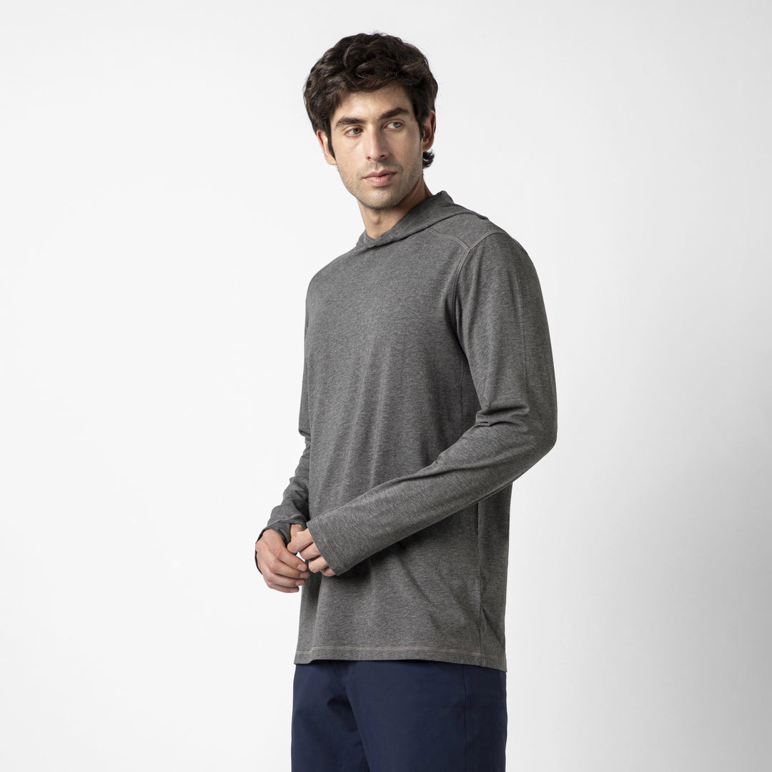 Bamboo Hoodie Charcoal Black side on model