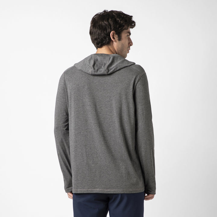 Bamboo Hoodie Charcoal Black back on model