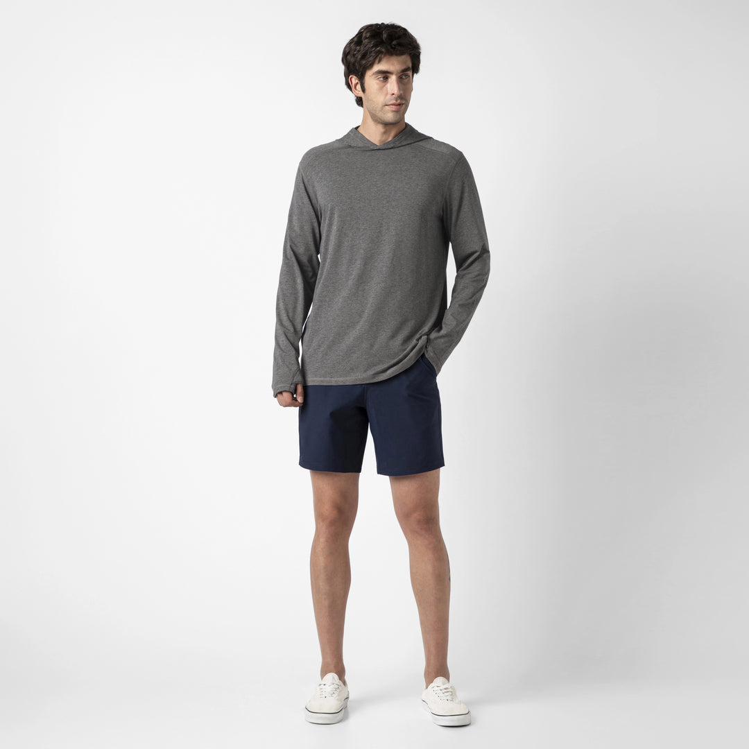 Bamboo Hoodie Charcoal Black full body on model