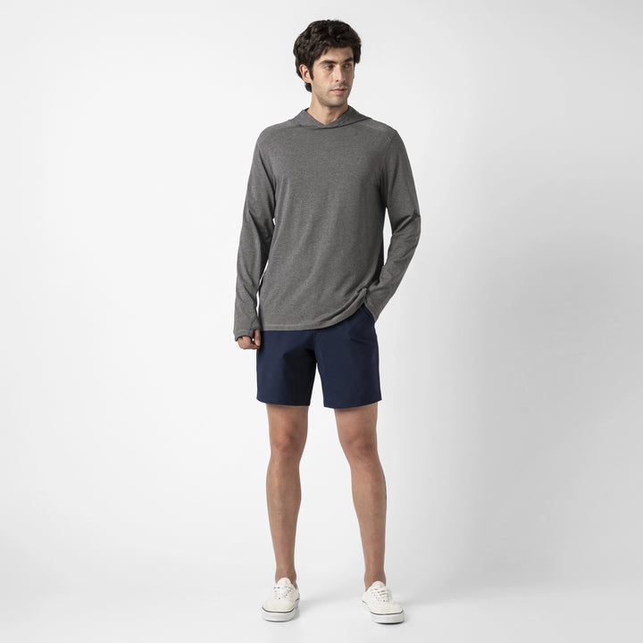 Bamboo Hoodie Charcoal Black full body on model