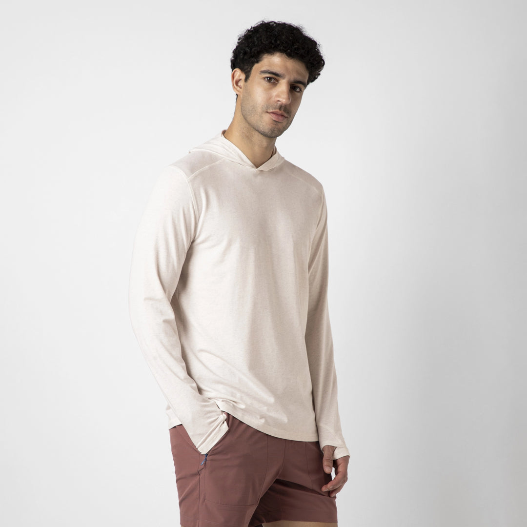 Bamboo Hoodie Ecru side on model