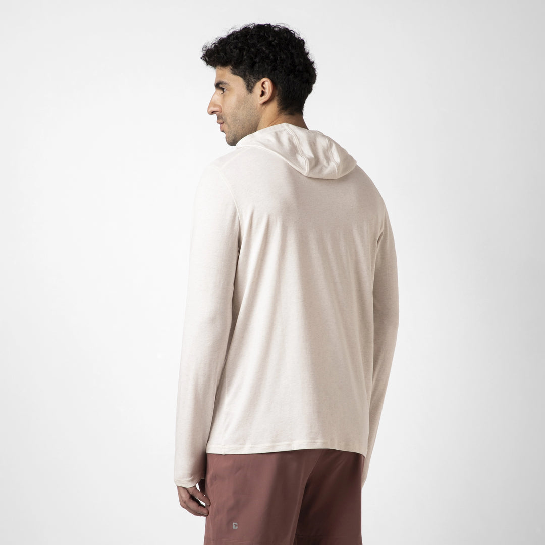 Bamboo Hoodie Ecru back on model