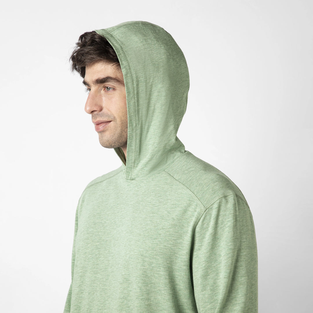 Bamboo Hoodie Pistachio close up on model