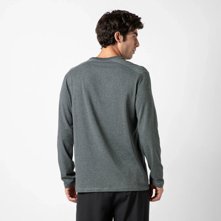 Bamboo Long Sleeve Tee Charcoal back on model