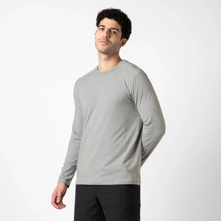 Bamboo Long Sleeve Tee Grey side on model