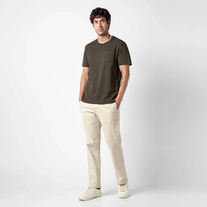 Bamboo Pocket Tee Shadow full body on model