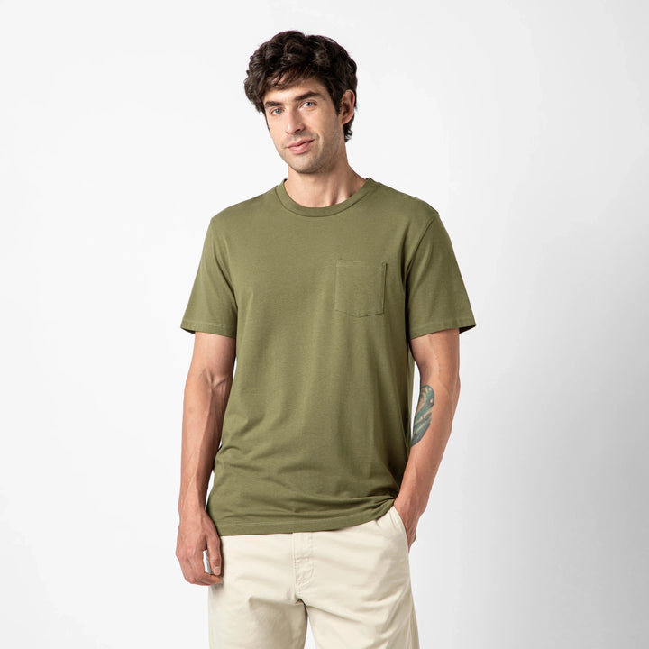 Bamboo Pocket Tee Fern front on model