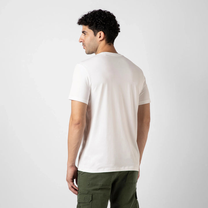 Bamboo Pocket Tee White back on model