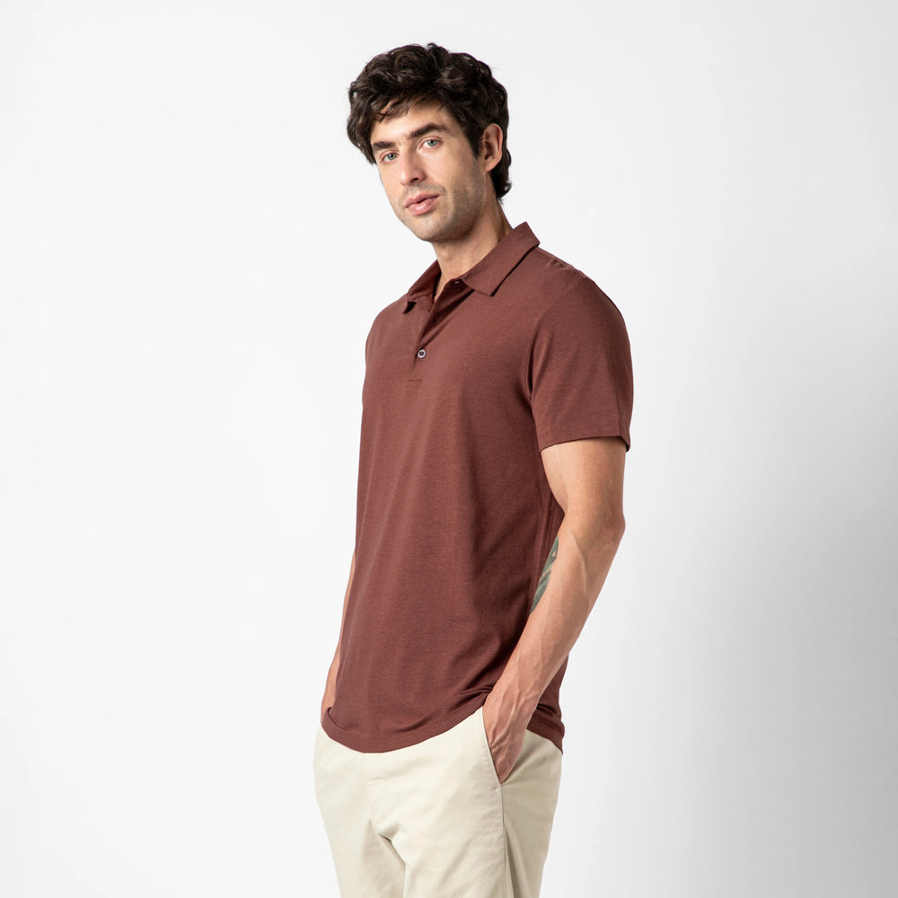 Bamboo Polo Deep Mauve side on model