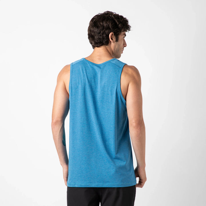 Bamboo Tank Bright Cobalt back on model