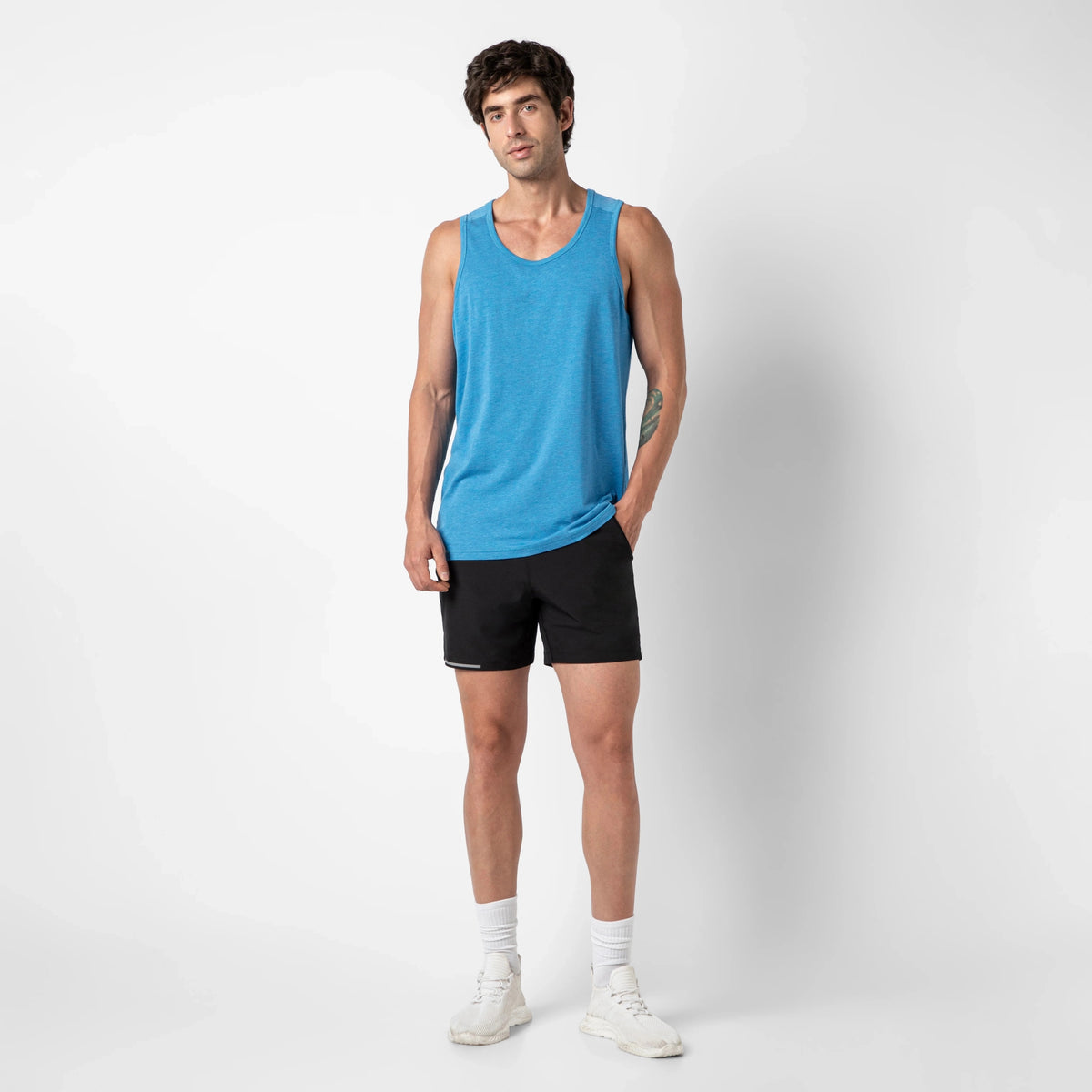 Bamboo Tank Bright Cobalt full body on model
