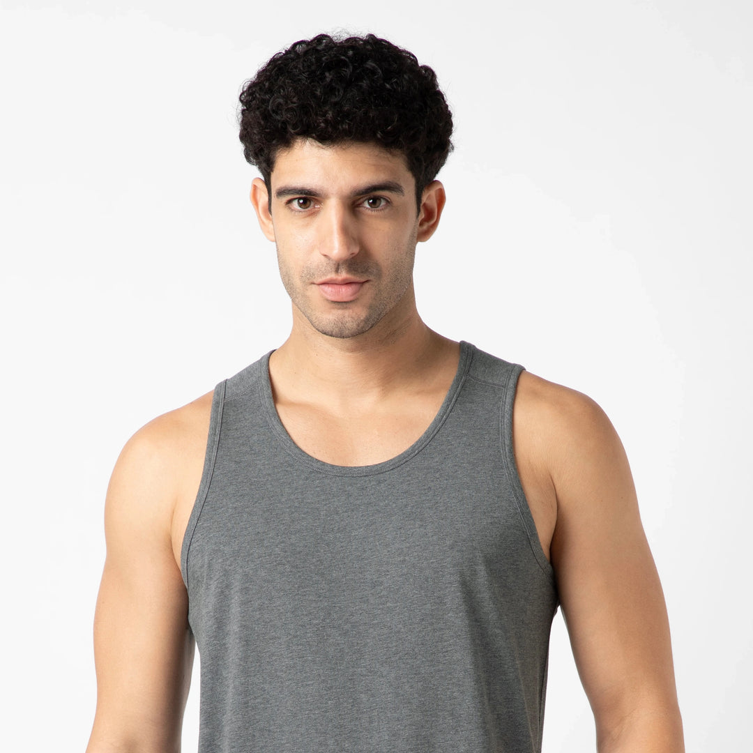 Bamboo Tank Charcoal close up on model