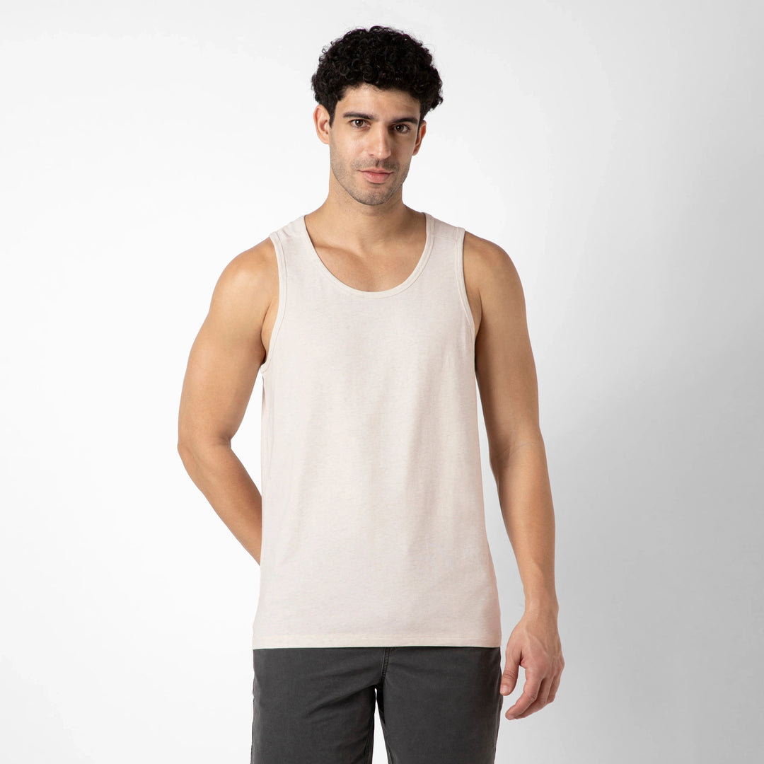 Bamboo Tank Ecru front on model