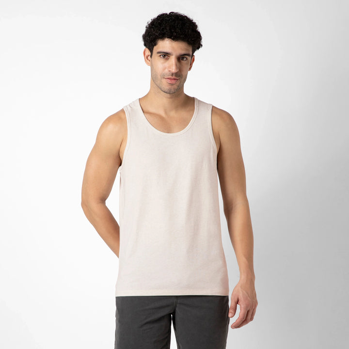 Bamboo Tank Ecru front on model