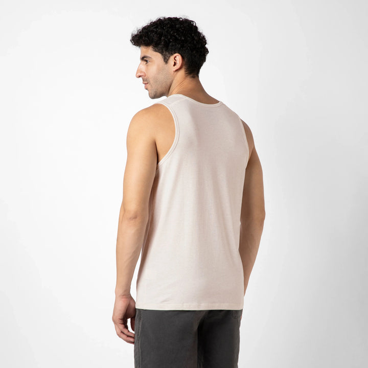Bamboo Tank Ecru back on model