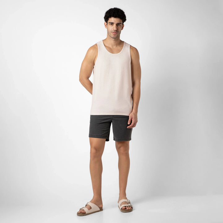 Bamboo Tank Ecru full body on model