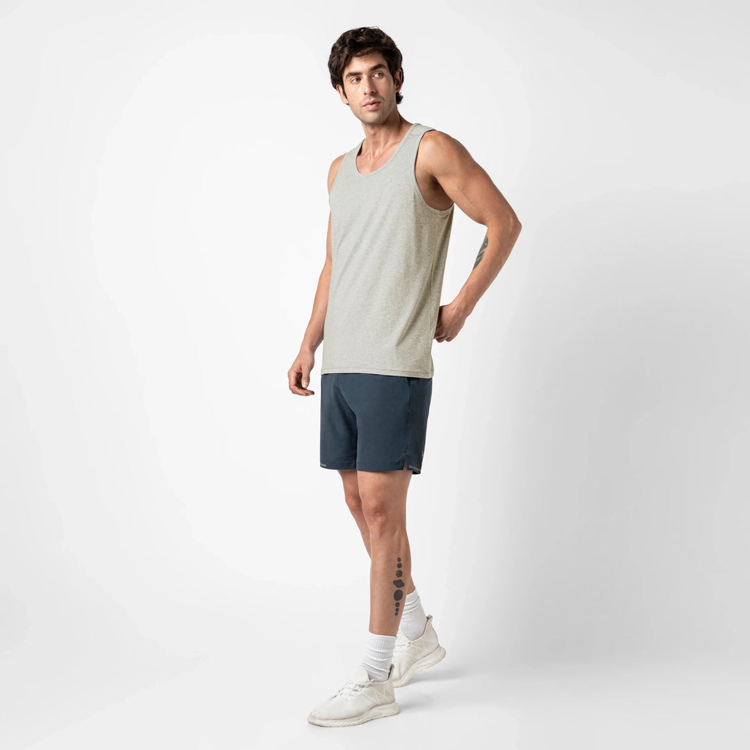 Bamboo Tank Grey full body on model