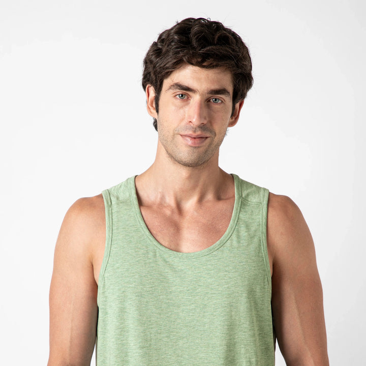 Bamboo Tank Pistachio close up on model