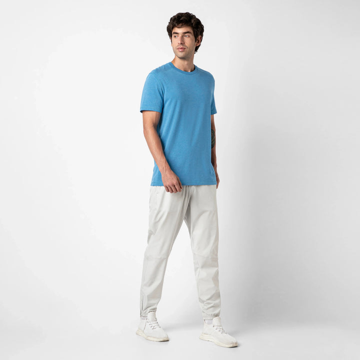 Bamboo Tee Bright Cobalt full body on model