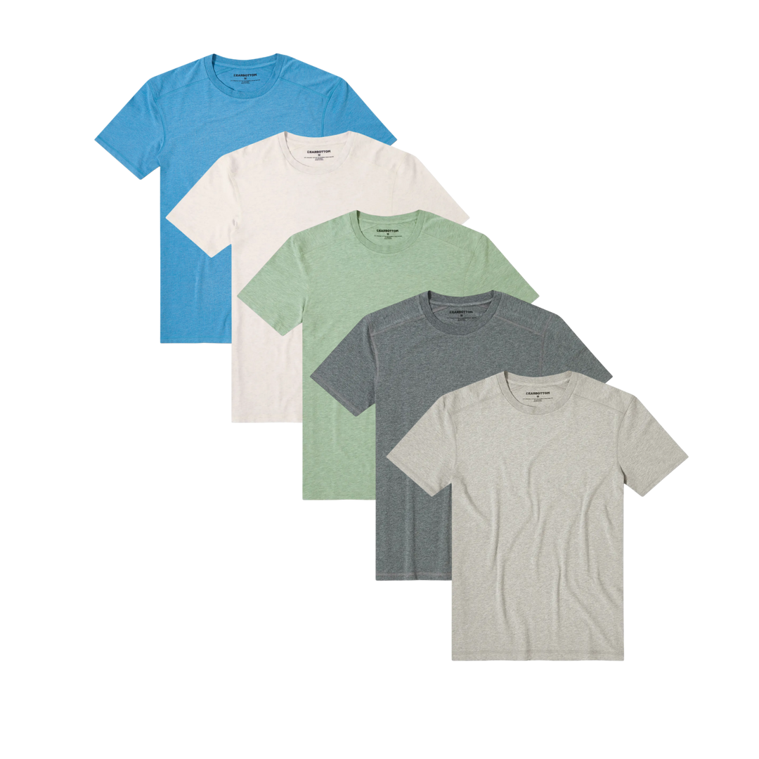 Bamboo Tee Bundle in Cobalt Blue, Ecru, Pistachio, Charcoal Black and Grey