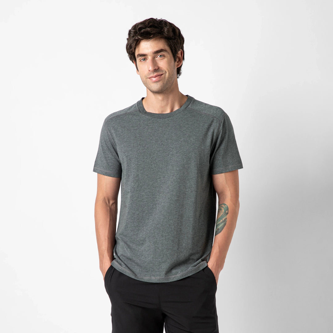 Bamboo Tee Charcoal front on model