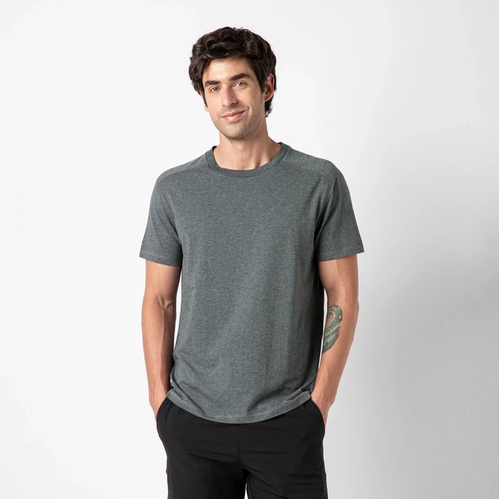 Bamboo Tee Charcoal front on model