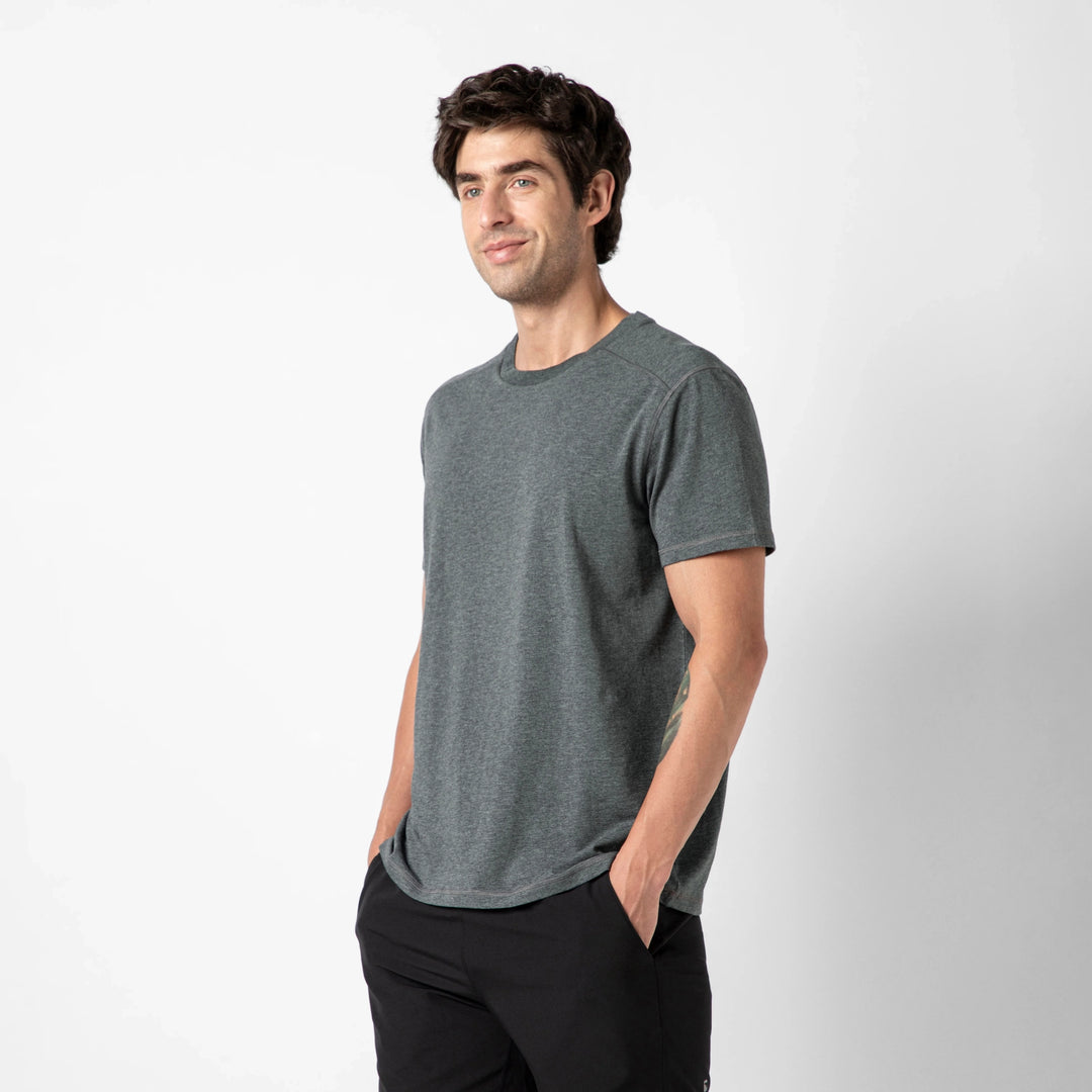 Bamboo Tee Charcoal side on model