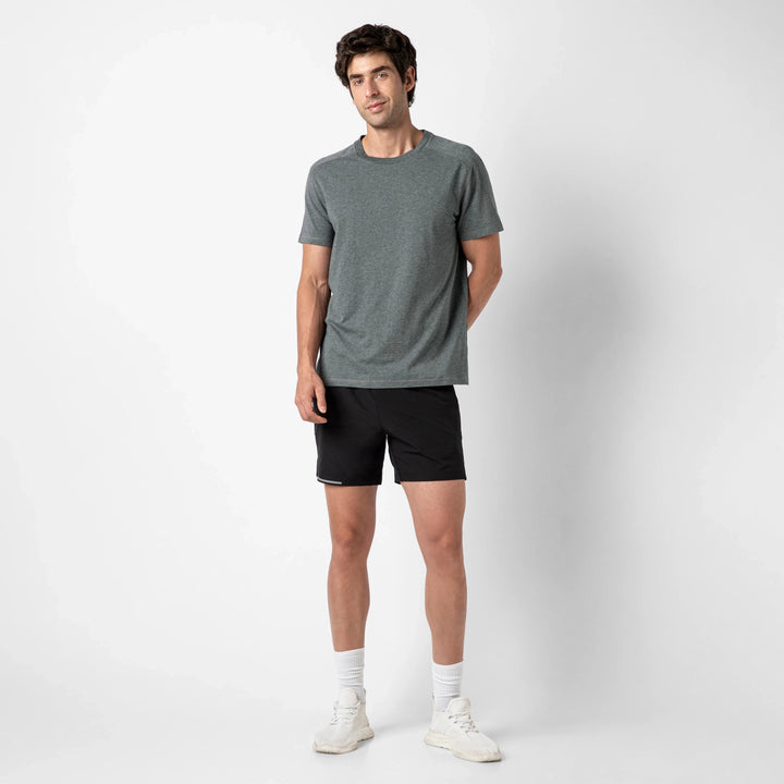 Bamboo Tee Charcoal full body on model